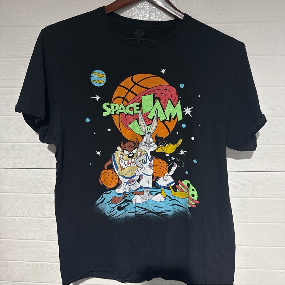 Vintage Space Jam Black Graphic Tee size L